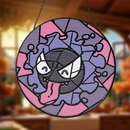 Gastly Pokemon Round Stained Glass Suncatcher