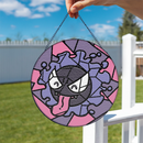 Gastly Pokemon Round Stained Glass Suncatcher