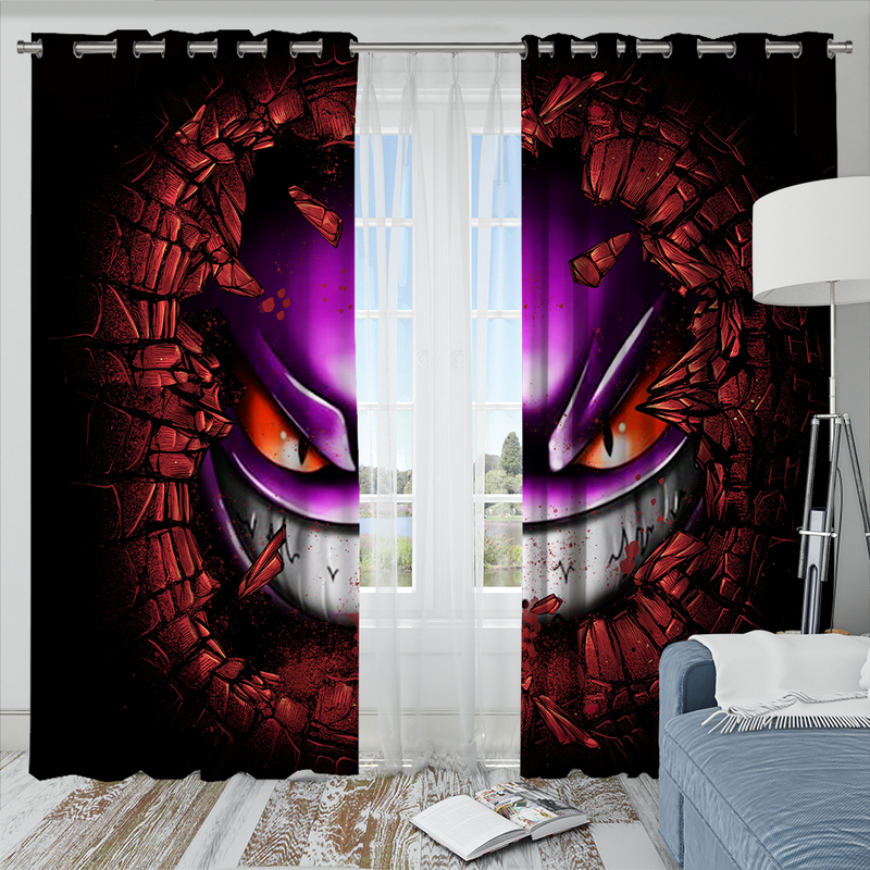 Gengar Pokemon Ghost Break Wall 2 Window Curtain