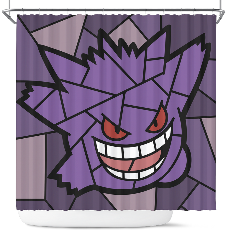 Gengar Pokemon Stained Glass Shower Curtain