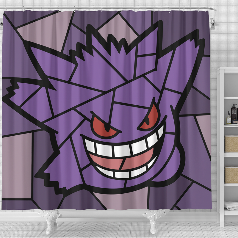 Gengar Pokemon Stained Glass Shower Curtain