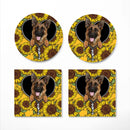 German Shepherd Sunflower Zipper Ceramic Decor Coaster - Gift Idea