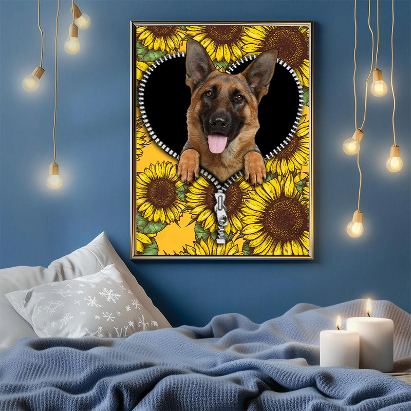 German Shepherd Sunflower - Living Room - Canvas Wall Art - Print - Wall Decor