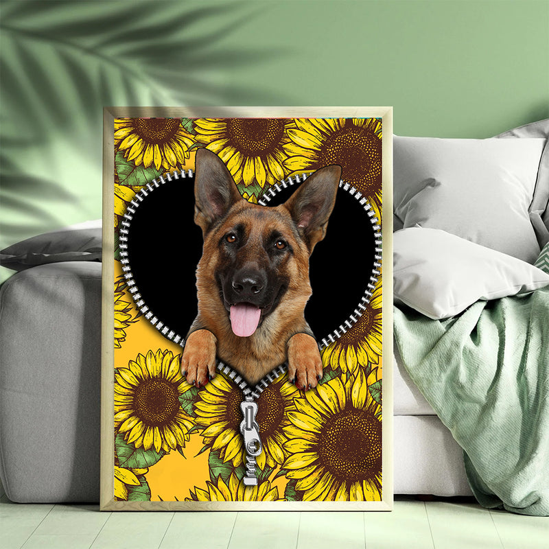 German Shepherd Sunflower - Living Room - Canvas Wall Art - Print - Wall Decor