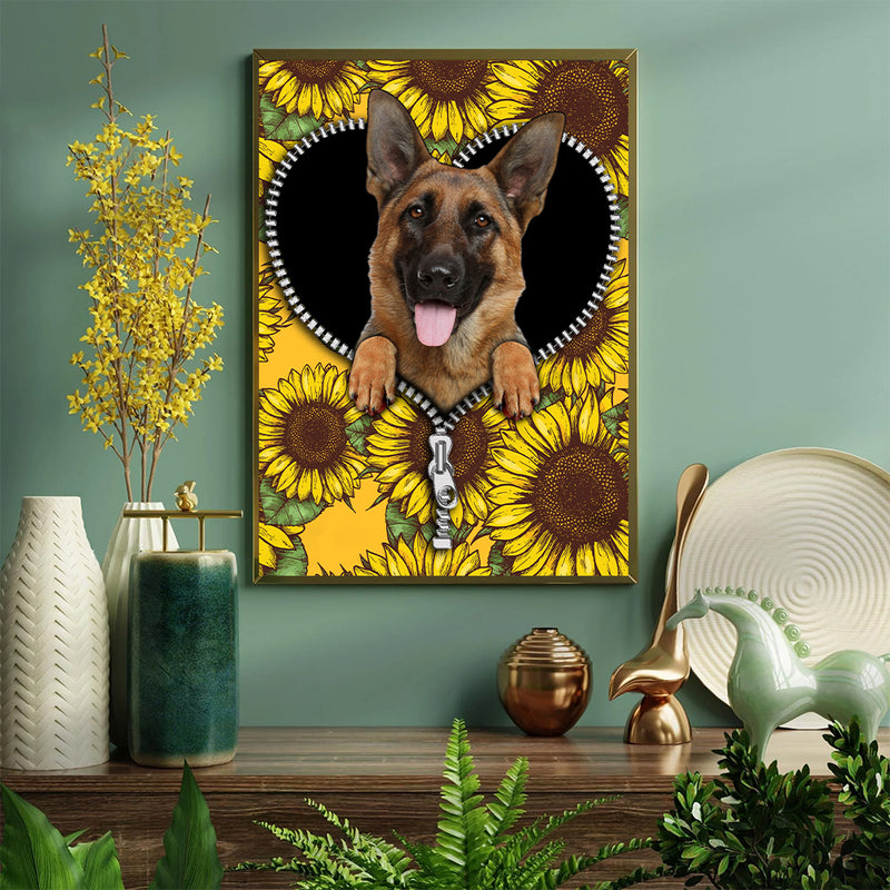 German Shepherd Sunflower - Living Room - Canvas Wall Art - Print - Wall Decor