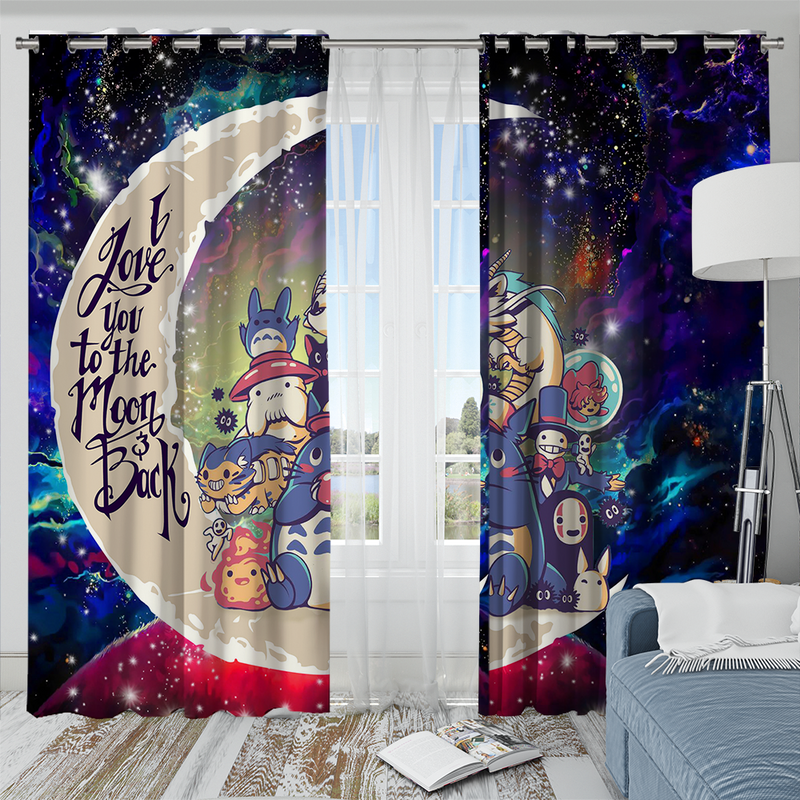 Ghibli Character Love You To The Moon Galaxy Window Curtain