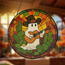 Cowboy Ghost With A Guitar Stained Glass Suncatcher