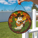 Cowboy Ghost With A Guitar Stained Glass Suncatcher