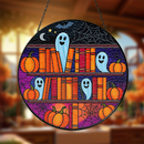 Ghost Halloween Book Stained Glass Suncatcher