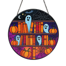 Ghost Halloween Book Stained Glass Suncatcher