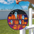 Ghost Halloween Book Stained Glass Suncatcher