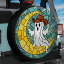 Cowboy Moon Ghost Stained Glass Jeep Car Spare Tire Cover