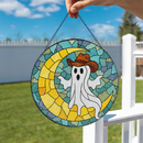 Cowboy Moon Ghost Stained Glass Suncatcher