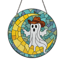 Cowboy Moon Ghost Stained Glass Suncatcher