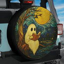 Ghost Read Book Under Moon Night Stained Glass Jeep Car Spare Tire Cover