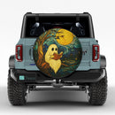 Ghost Read Book Under Moon Night Stained Glass Jeep Car Spare Tire Cover