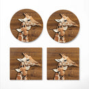 Giraffe Wood Ceramic Decor Coaster - Gift Idea