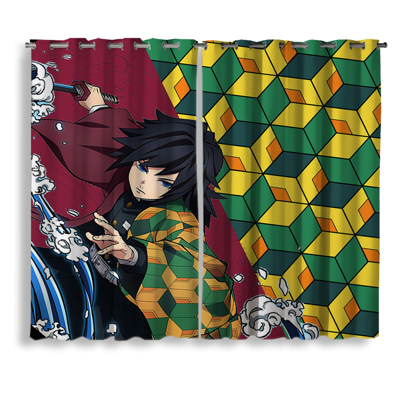 Giyu Tomioka Demon Slayer Kimetsu No Yaiba Anime Window Curtain