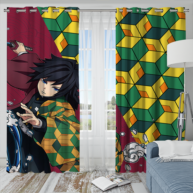 Giyu Tomioka Demon Slayer Kimetsu No Yaiba Anime Window Curtain