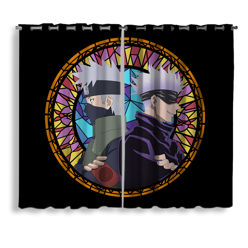 Gojo Vs Kakashi Stained Glass Window Curtain