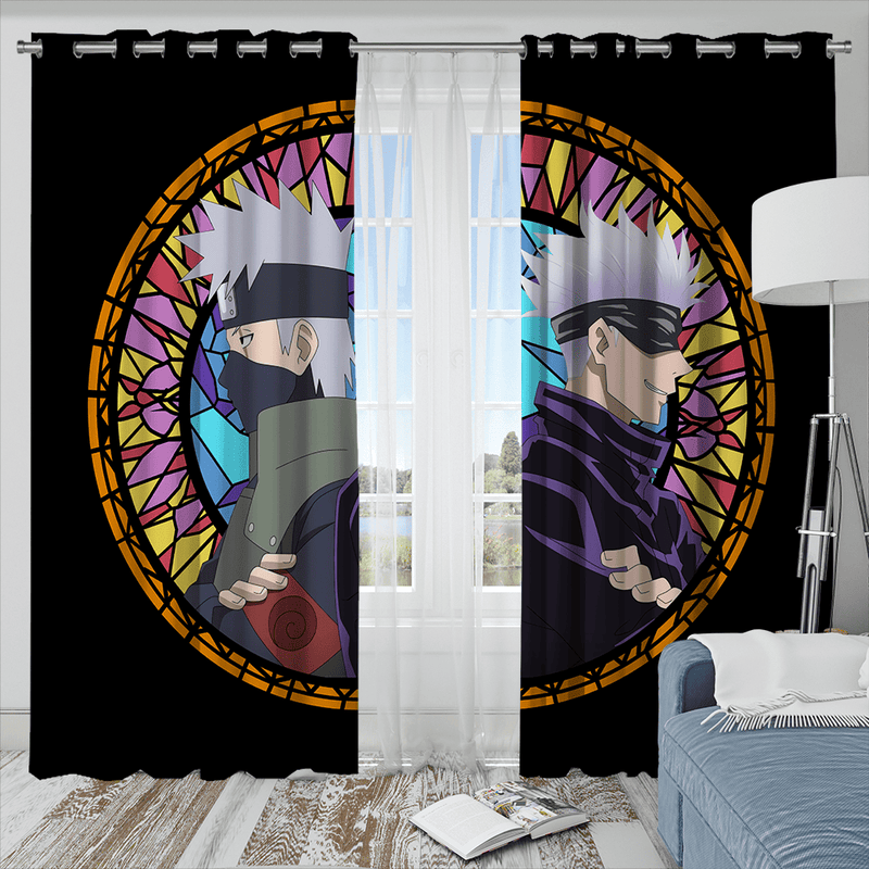 Gojo Vs Kakashi Stained Glass Window Curtain