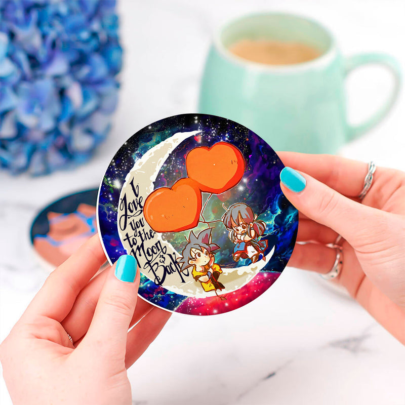 Goku Chichi Dragon Ball Love You To The Moon Galaxy Ceramic Decor Coaster - Gift Idea