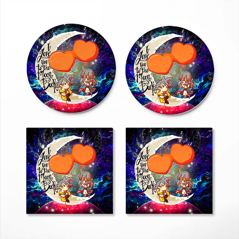 Goku Chichi Dragon Ball Love You To The Moon Galaxy Ceramic Decor Coaster - Gift Idea