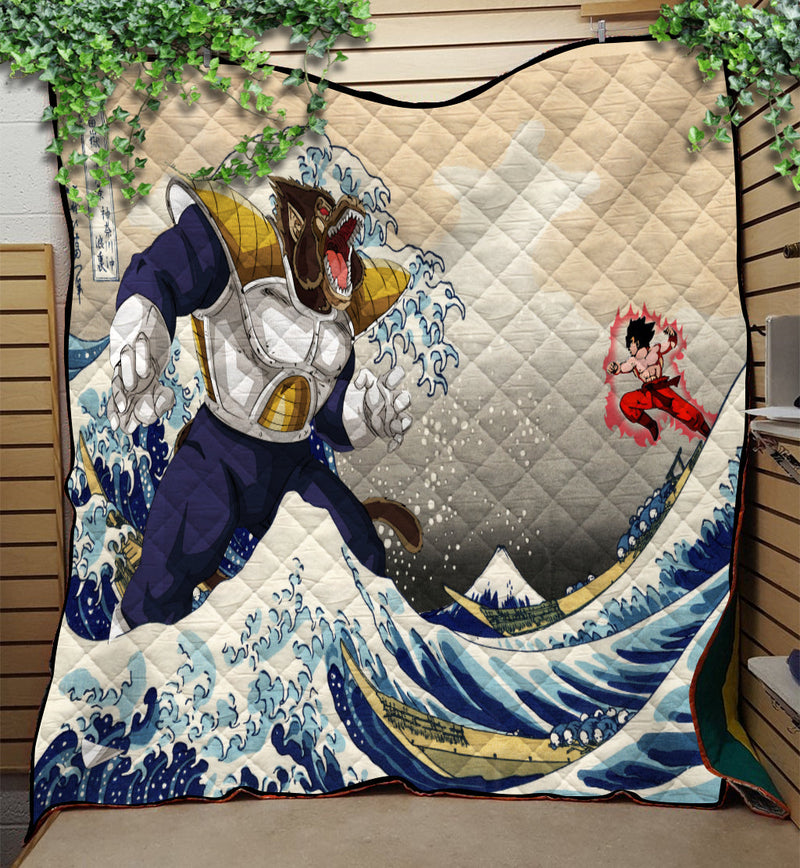 Goku Vs Vegeta The Great Wave Japan Anime Dragon Ball  Quilt Blanket