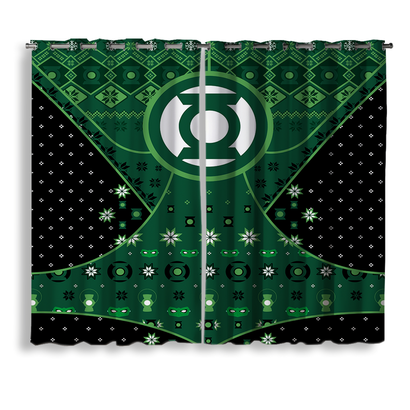 Green Lantern Christmas Window Curtain