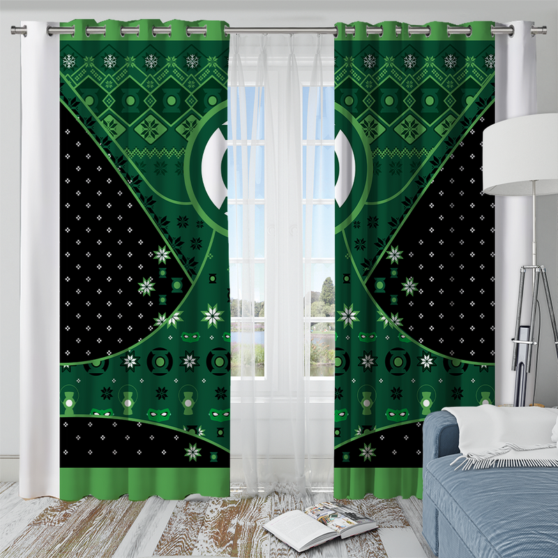 Green Lantern Christmas Window Curtain