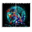 Greninja Satoshi And Mega Lucario Pokemon Moonlight Halloween Window Curtain