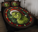 Grinch Christmas Stained Glass Quilt Bed Sets
