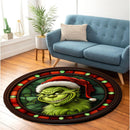 Grinch Christmas Stained Glass Round Rug