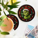 Grinch Christmas Stained Glass Decor Coaster - Gift Idea