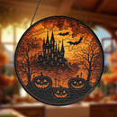Halloween Castle Stained Glass Suncatcher