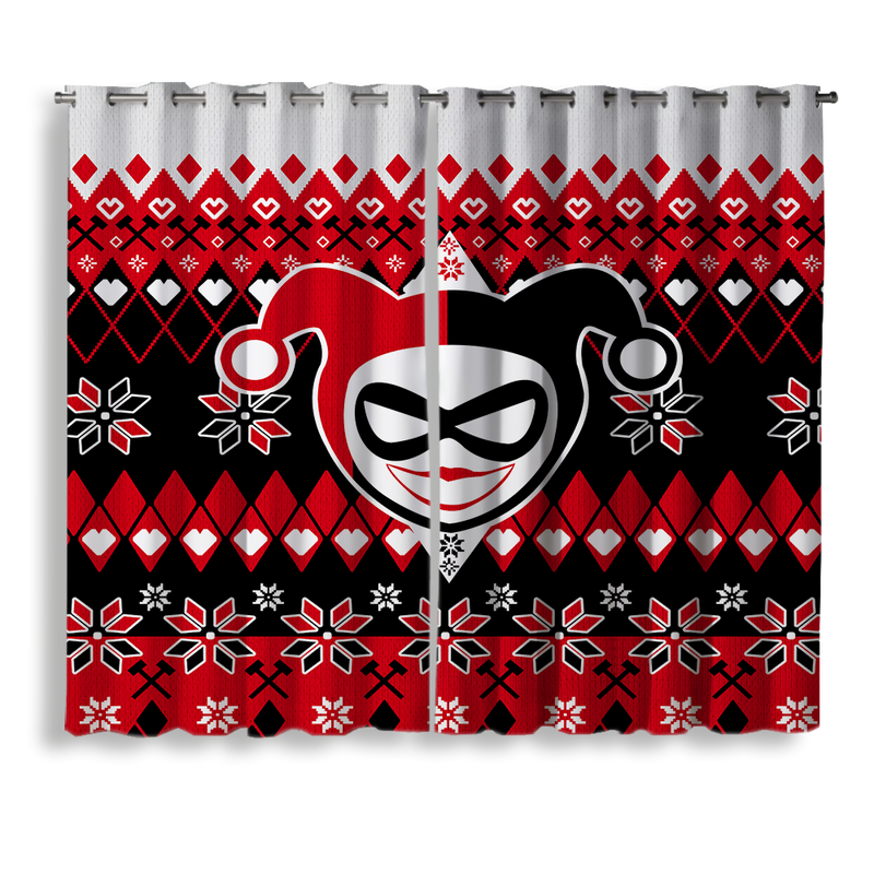 Harley Quin Christmas Window Curtain