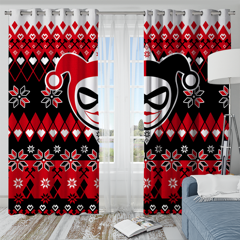 Harley Quin Christmas Window Curtain