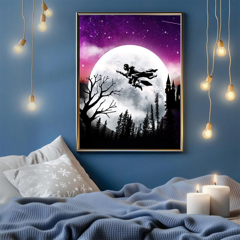 Harry Potter Moon Night Background - Living Room - Canvas Wall Art - Print - Wall Decor