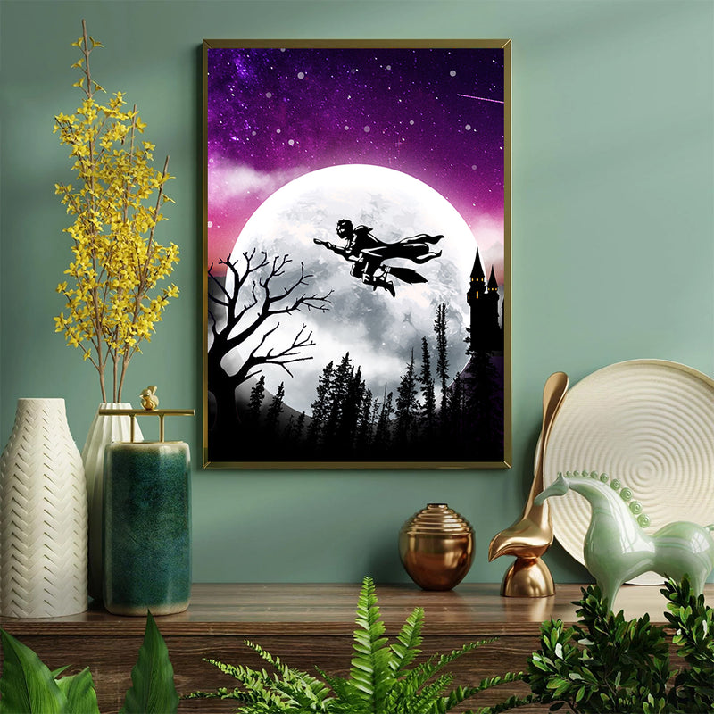 Harry Potter Moon Night Background - Living Room - Canvas Wall Art - Print - Wall Decor