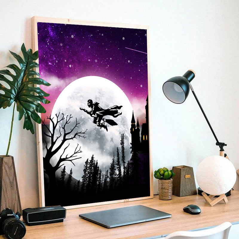 Harry Potter Moon Night Background - Living Room - Canvas Wall Art - Print - Wall Decor