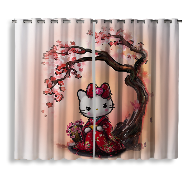 Hello Kitty Cherry Blossom Window Curtain