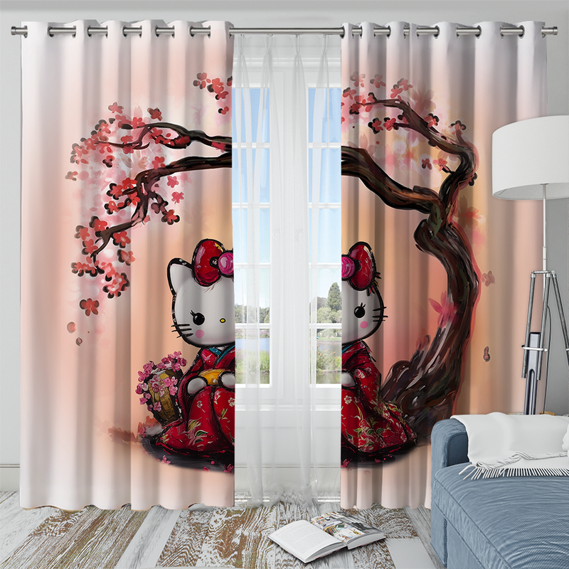 Hello Kitty Cherry Blossom Window Curtain