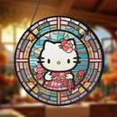 Hello Kitty Flower Stained Glass Suncatcher
