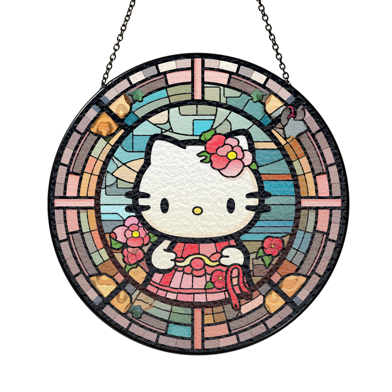 Hello Kitty Flower Stained Glass Suncatcher