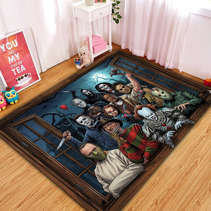Iconic Horror Movie Characters Rectangular Area Rug