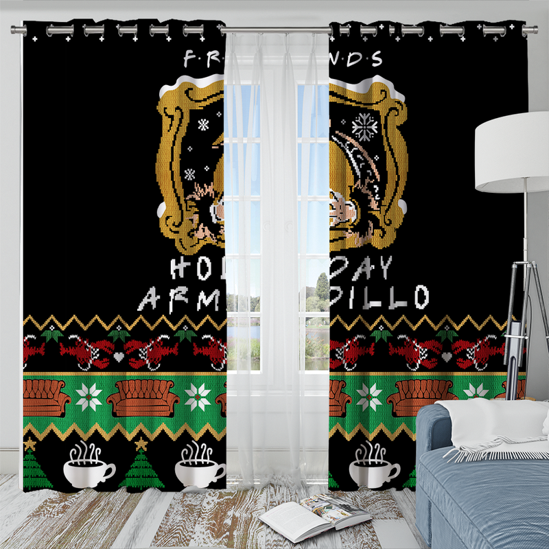 Holiday Armadillo FRIENDS Christmas Window Curtain