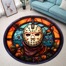 Jason Voorhees Horror Stained Glass Round Rug
