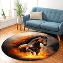Horse Fire Round Rug