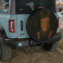Horse In A Torn Fabric Jeep Car Spare Tire Cover