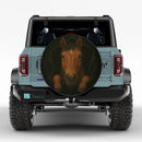 Horse In A Torn Fabric Jeep Car Spare Tire Cover